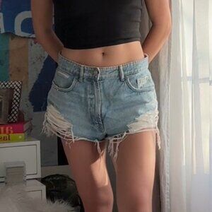 Zara Ripped Denim Shorts